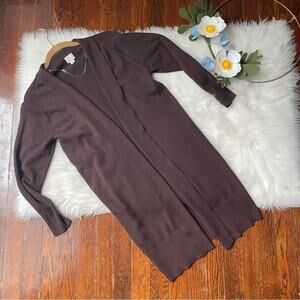 Long Brown Sweater Jacket Open Cardigan
